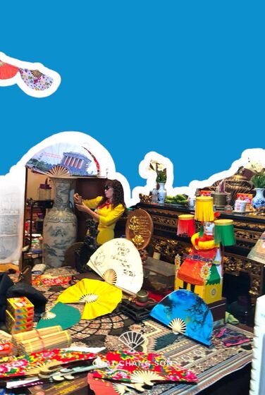 Câu Lạc Bộ Nữ Hoàng Hải Phòng với Quạt Chàng Sơn.